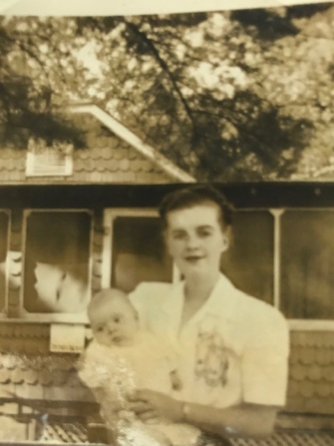 Mom and Betty Augut 1948 Uncle Joe's House