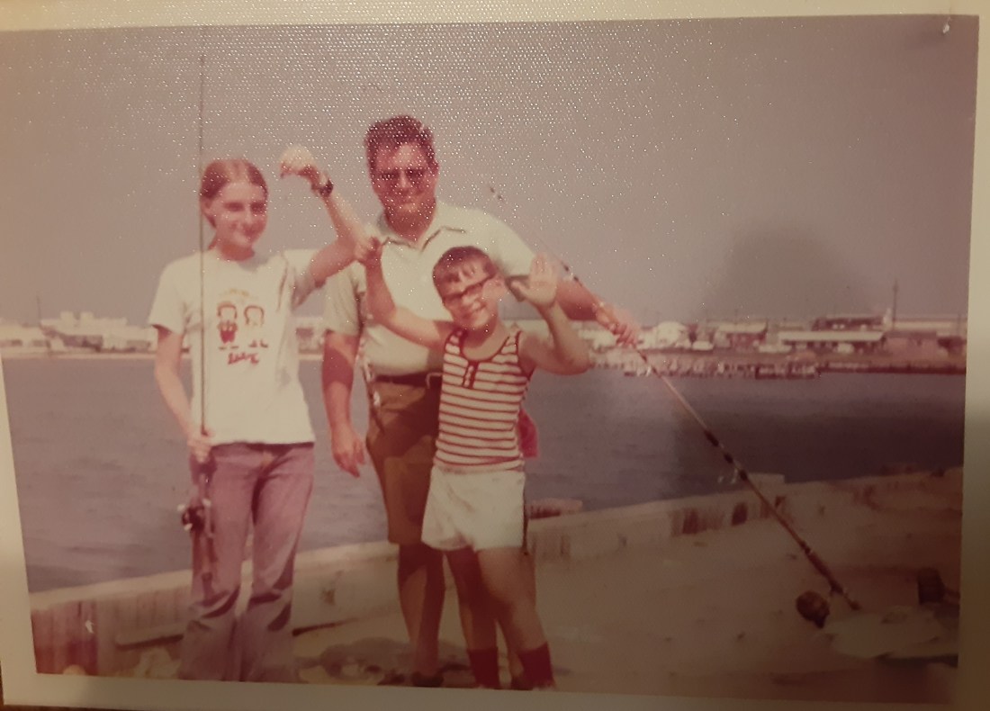 Dad, JoAnn and Joe. Fishing in OC. 1973.