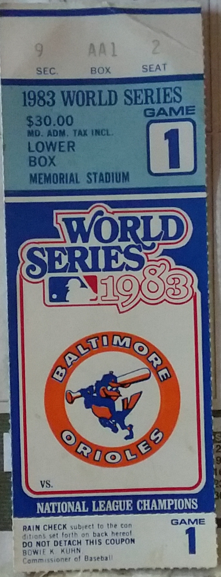 1983 World Series Game 1 ticket