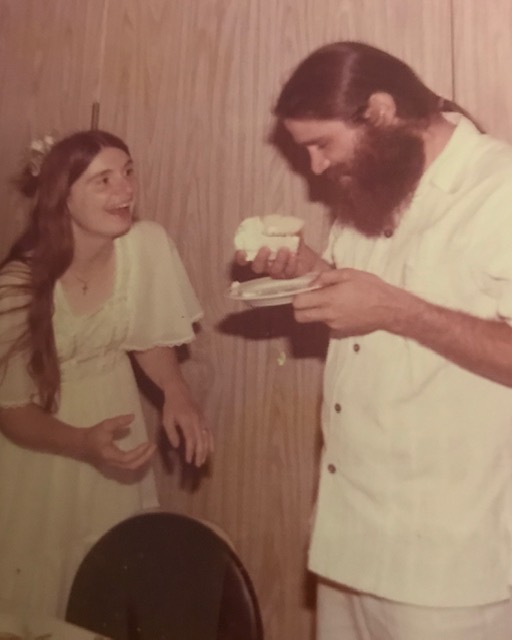 Betty Ann and Michael Ballard. Wedding. Cake picture. 1976
